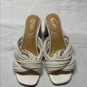 Elegant White Braided Heeled Sandals comfort EST 1946 super comfy 8 wide